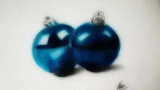 christmas  ball hyper realistic 3D drawing #christmas #easy #christmasball #colouredpencil #art