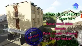 Desain KOST MINIMALIS 10x10 m 10 PINTU 3x3 m per kamar FASILITAS LENGKAP - eps2