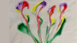 💐Flower String Pulling/Acrylic Painting Technique/Easy for Beginners/Must see 😍
