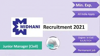 MIDHANI Recruitment 2021 Junior Manager (Civil) | Civil engineering job || CIVIL TECHNICAL DOST