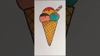 Cone Ice Cream Drawing with colour|🍨Cone Ice Cream Drawing # Shorts #Art#Ice Cream Drawing 🙏👍👉🌎❤️🍨🍨🍨