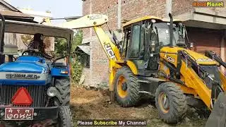 JCB 3DX Backhoe Machine Loading Mud in Tractor | Digging Field for Home Construction