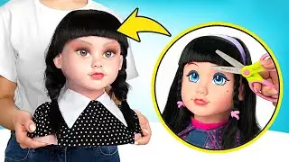Transforma&ccedil;&atilde;o De Boneca Na Wandinha Addams + M&atilde;ozinha DIY || IDEIAS DE ARTESANATOS
