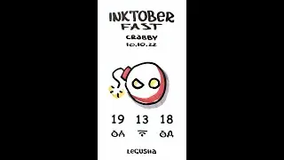 Inktober FAST.10 Crabby. Easy and fast draw in 37 seconds and 13 contour lines