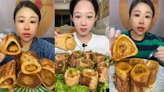 Asmr mukbang eating bone marrow - full 2 hours long - alice food #447