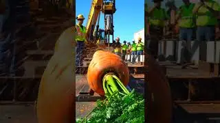 🥕Insane Giant Carrot Cutting with a Crane Saw  Satisfying Slow Motion Experiment #GiantCarrot #Crane