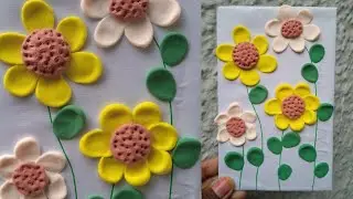 Easy Clay Flower Making Craft Idea #wallhanging #youtubevideo #trendingvideo #walldecoration