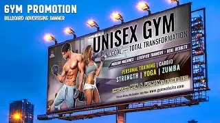 Gym Promotion Billboard Banner Design | Hoarding Banner Design | Flex Banner Design In Photoshop