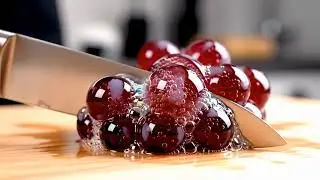 Slicing Foam Grapes: Surreal Macro ASMR Magic #asmr #macro #satisfying #foodart #surreal