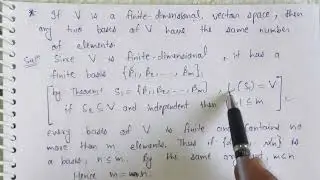 46. Any two bases of Vector Space V have the same number of elements | Linear Algebra