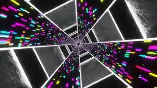 White and Multicolor Sci-Fi Neon Glow Cyber Tunnel Background VJ Loop in HD