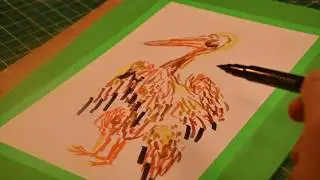 Lyra Aqua Brush Duo Markers drawing/painting a Pelican