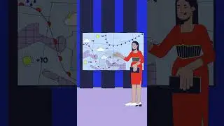 Weather forecast with studio meteorologist cartoon vertical animation