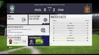 FIFA 18 | Brazil 0 vs Spain 2 At O Dromo | Referee: Vyacheslav Bondartchuk