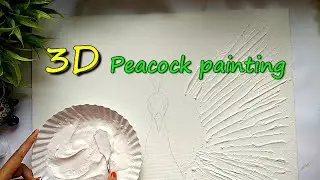 3D Peacock Painting on Canvas / Abstract Peacock Acrylic Painting / Clay Artwork / Paint A Peacock