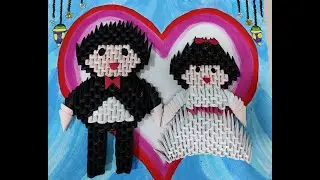 How to make 3D Origami Groom and Bride | 3D Origami Model 2 | Easy Level Tutorial | Paper Craft