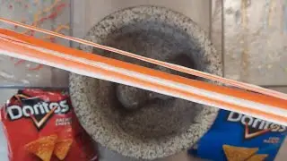 Clear Slime Mixing ASMR - Nacho Cheese vs Cool Ranch Doritos - Red Orange Blue Yellow Mortar Pestle