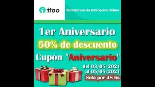 Compra con el 50% de descuento en Cursos y Packs por nuestro primer Aniversario