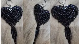 Asthetic black crystal keychain tutorial vedio/ Complete making tutorial/easy handmade tutorial 