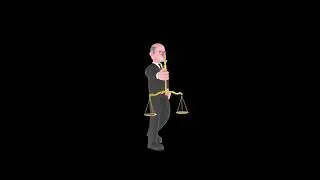 3D Cartoon Judge Turntable | Focused Judge Walking with Golden Scales