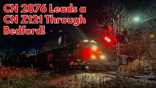 CN 2876 Leads a CN Z121 Through Shore Drive Level Crossing, Bedford, NS.