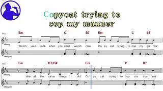 Billie Eilish - Copycat karaoke version sheet music for players,chorus added(Ye karaoke)