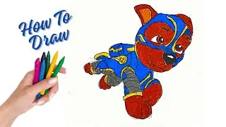 How to draw Chase - Paw Patrol Mighty Movie 