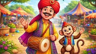Kalu Madari Aaya 🐒🎶 | Fun Kids Rhyme | Village Mela Song | Cartoon Nursery Rhymes🥁