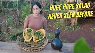 The Biggest Papaya Salad Ever Seen! Secrets of Village Cooking. 