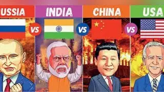 India vs China vs USA vs Europe population 1949-2023.
