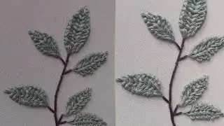 Very easy and simple leaf 🌿 with thread || hand embroidery design 