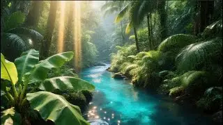 💧10 Hours of Water Sounds: 💤Turquoise Stream in the Rainforest