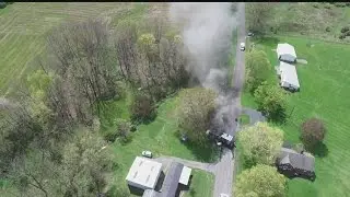 Car, box truck catch fire after Columbiana County crash