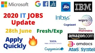 2020 Daily IT jobs Updates |Software Engineer/Developer jobs| Freshers Can Apply |28th June|