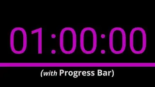 SILENT - 1 Hour Countdown - Pink with Progress Bar and Time Markers / Chapters - 60 Minutes