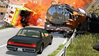 Construction Bridge Blocks Excavator Tractor Fire