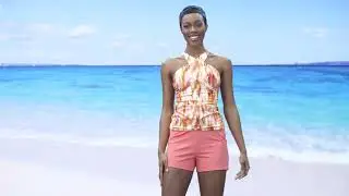 Denim & Co. Beach Halter Printed Tankini with Shorts on QVC