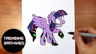 How To Draw FNF MOD Character - Twilight Sparkle Corrupted Easy Step by Step