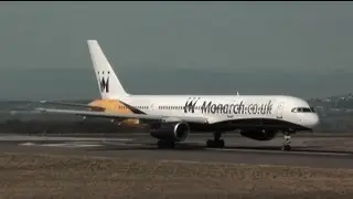 (HD) Rare Monarch 757 & others at Bristol Airport - 31/3/13