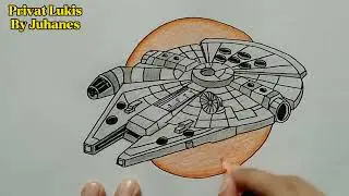 Menggambar Millennium Falcon / How to draw Millennium Falcon for the beginning 670 (Privat Lukis)