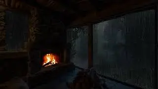 Fireside Rain Melody | Nighttime Room Ambience for Restful Sleep, Quiet Study, and Inner Stillness