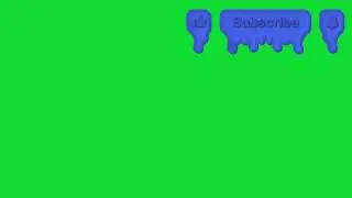 Like & Subscribe & Bell Blue Paint Drip Green Screen (Link in the Description)