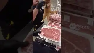 Two Cats Arrested for Stealing Meat in Costco 😂 | Real Body Cam Footage #animalshorts #police #cat