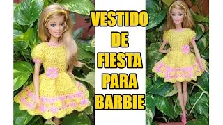 VESTIDO DE FIESTA PARA MUÑECA BARBIE TEJIDO A CROCHET (PASO A PASO)