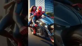 riding motorcycle Spiderman and Hulk with his girl !marvel toys#marvel #toys #spiderman #shorts