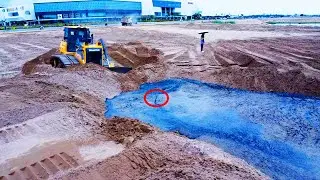Complete 80%!! Land Filling Delete Pond Huge by Skills Dozer SHANTUI Removal Mud with dump truck