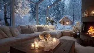 🎶 Warm White Lounge | Piano Candles & Glowing Hearth (5 Hours) | Study Work Relax Stress Relief Calm