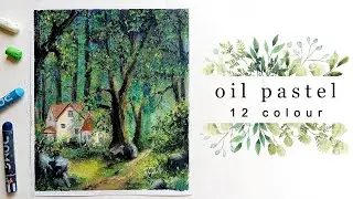 ep 39 🍂 oil pastel drawing with 12 colours  🍄 When I'm home