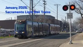 Sacramento Light Rail Trains Compilation Of January 2026 & Gold Line MOW Construction