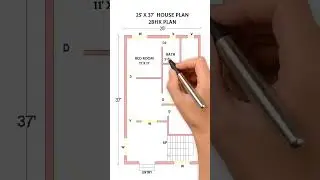25x37 house plan| 2bhk plan #housedesign #houseplan #shorts